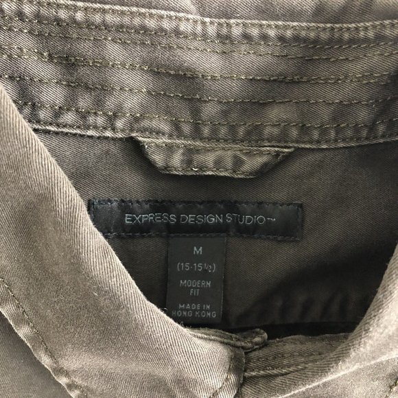 Express Design Studio Mens Size Medium Brown Button Up Modern Fit‎ Two Pocket - Picture 6 of 6